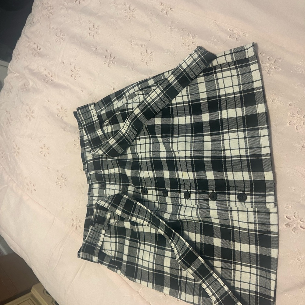 Jolt Black and White Plaid A-Line Skirt